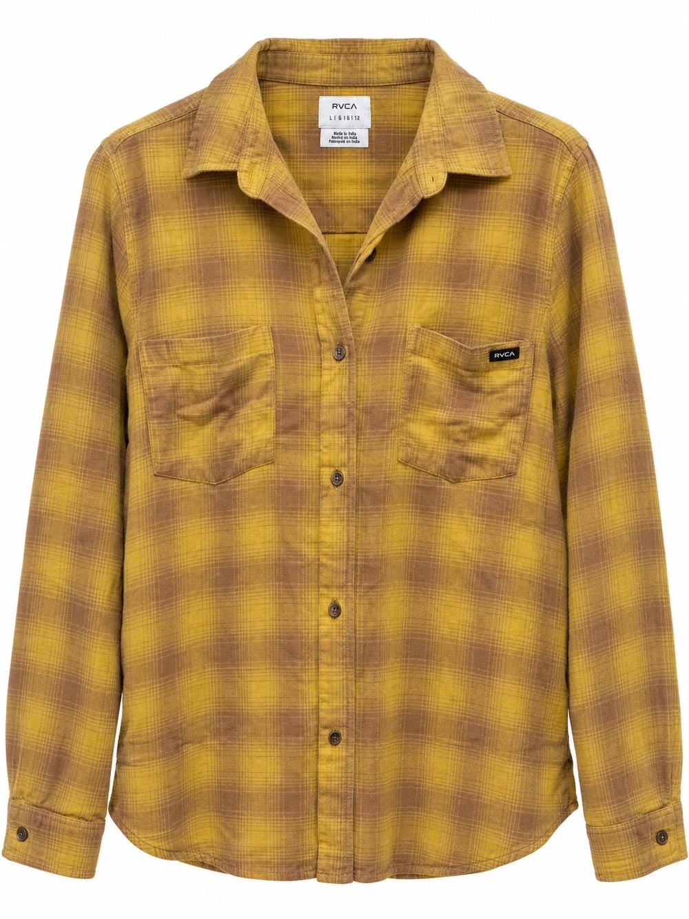 NWT RVCA Women’s Figueroa Oversized Flannel Shirt Vintage Gold Plaid L/12